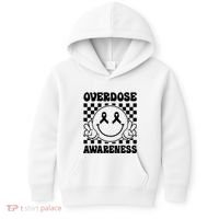 Overdose Awareness Support Smile Face Purple End Addiction Kids Hoodie thumb 0