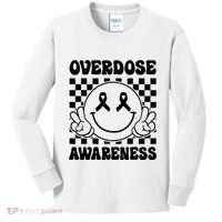 Overdose Awareness Support Smile Face Purple End Addiction Kids Long Sleeve Shirt thumb 0