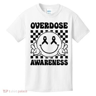 Overdose Awareness Support Smile Face Purple End Addiction Kids T-Shirt