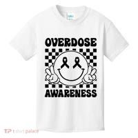 Overdose Awareness Support Smile Face Purple End Addiction Kids T-Shirt thumb 0