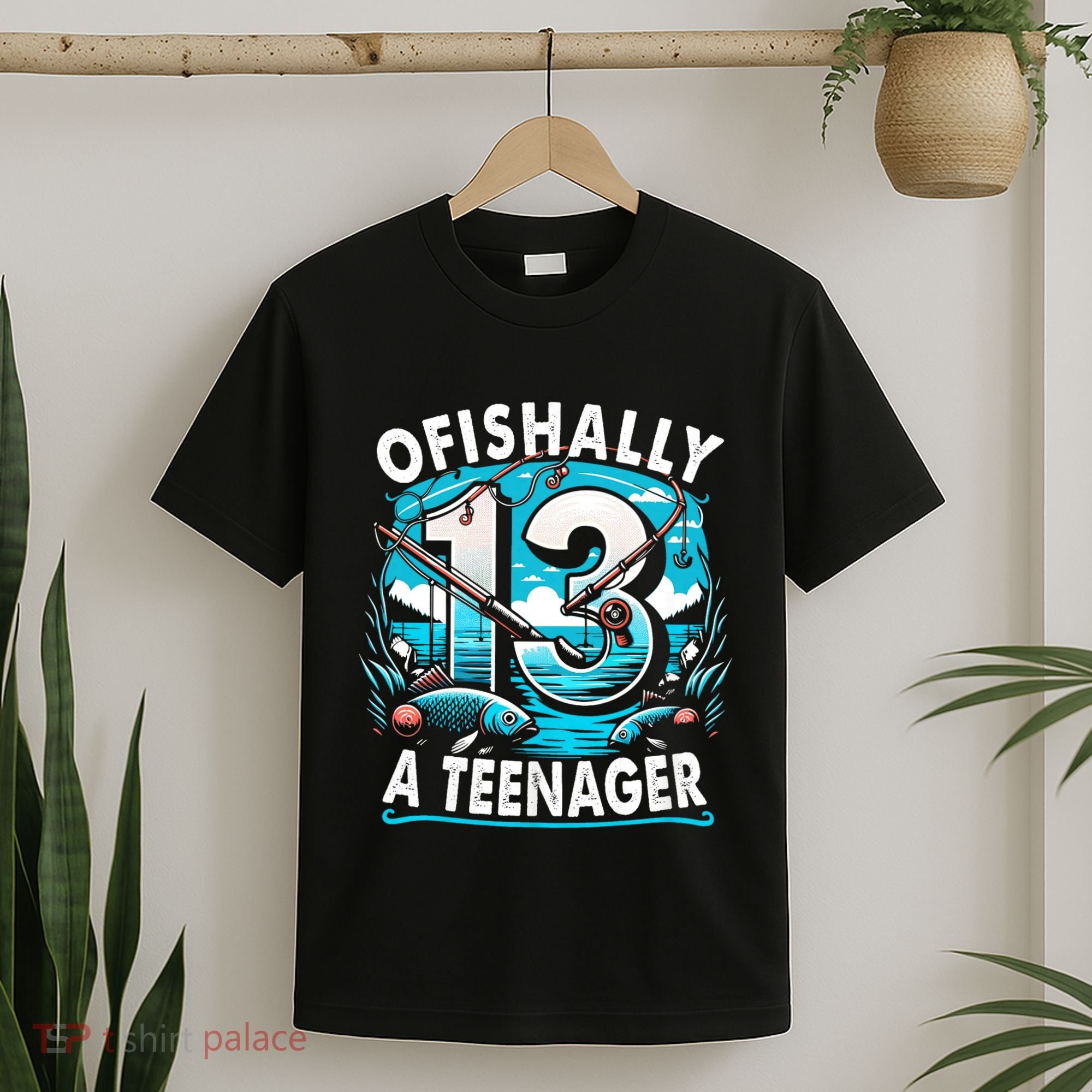 Ofishally A Teenager 13th Birthday 13 Year Boy Fishing Lover T-Shirt