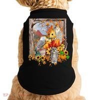 Owls Autumn Tree Leaves Fall Pumpkin Doggie Tank thumb 0
