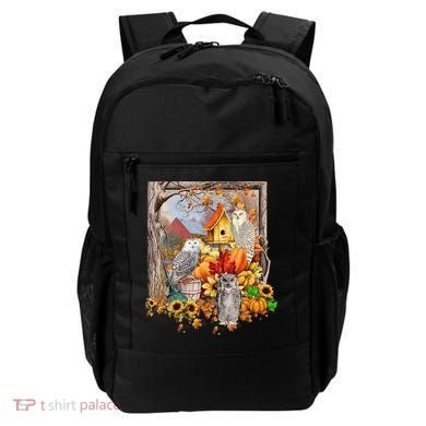 Owls Autumn Tree Leaves Fall Pumpkin Backpack