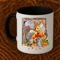 Owls Autumn Tree Leaves Fall Pumpkin Coffee Mug thumb 2