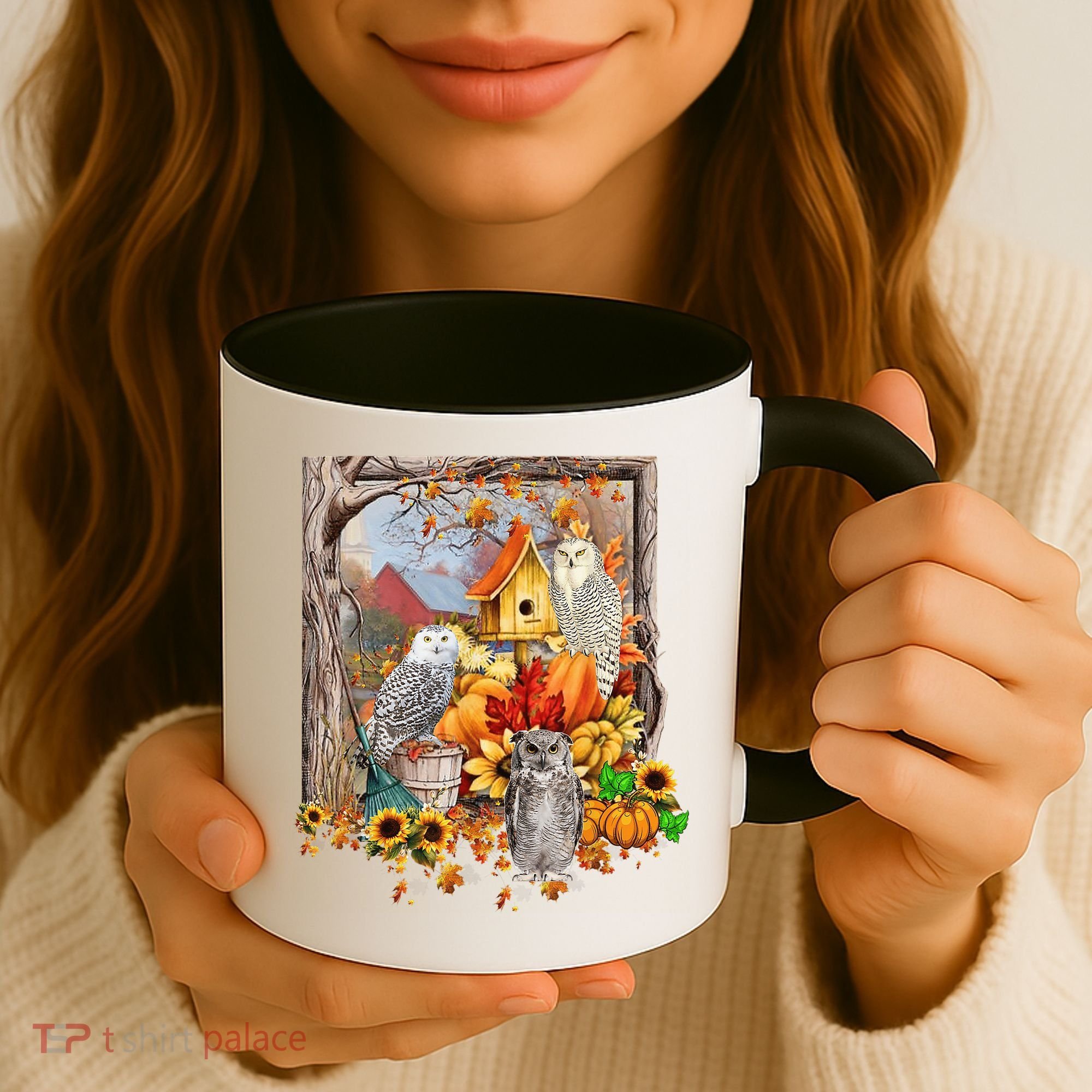 Owls Autumn Tree Leaves Fall Pumpkin Coffee Mug