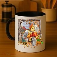 Owls Autumn Tree Leaves Fall Pumpkin Coffee Mug thumb 4