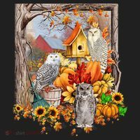 Owls Autumn Tree Leaves Fall Pumpkin Beanie thumb 2
