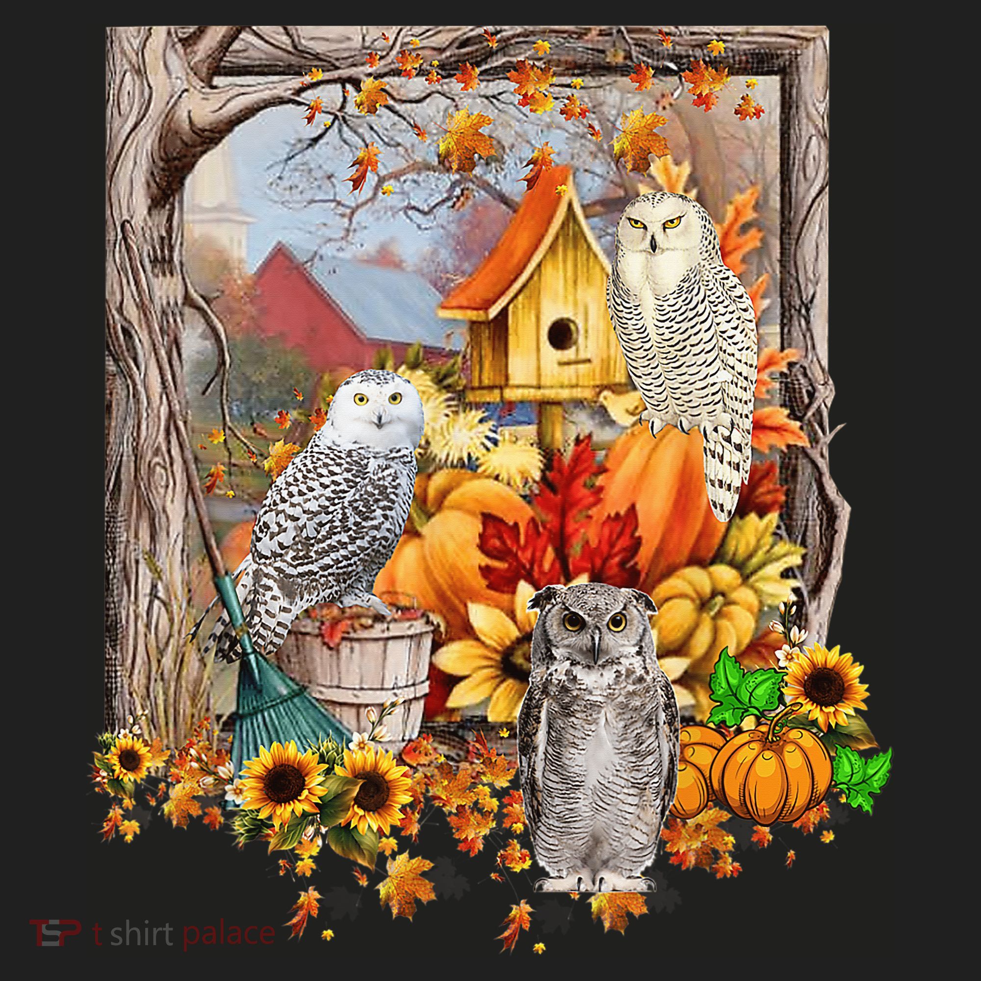 Owls Autumn Tree Leaves Fall Pumpkin Beanie