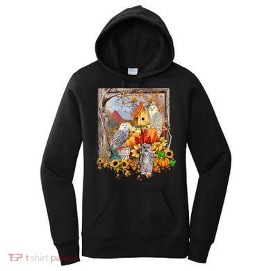 Owls Autumn Tree Leaves Fall Pumpkin Women's Hoodie