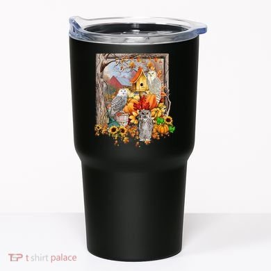 Owls Autumn Tree Leaves Fall Pumpkin Tumbler