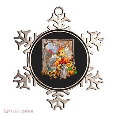 Owls Autumn Tree Leaves Fall Pumpkin Ornament