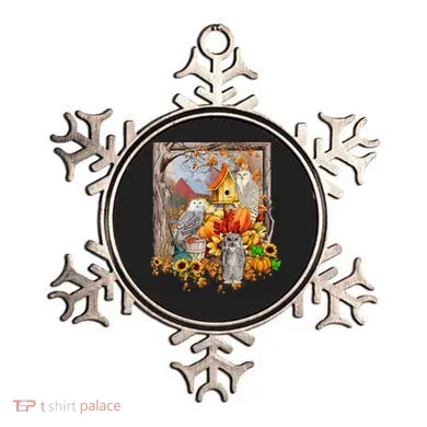 Owls Autumn Tree Leaves Fall Pumpkin Ornament