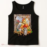 Owls Autumn Tree Leaves Fall Pumpkin Tank Top thumb 2