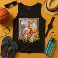 Owls Autumn Tree Leaves Fall Pumpkin Tank Top thumb 4