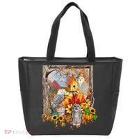 Owls Autumn Tree Leaves Fall Pumpkin Tote Bag thumb 0