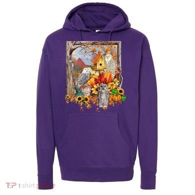 Owls Autumn Tree Leaves Fall Pumpkin Hoodie
