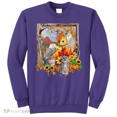 Owls Autumn Tree Leaves Fall Pumpkin Sweatshirt