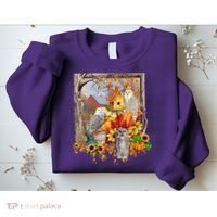 Owls Autumn Tree Leaves Fall Pumpkin Sweatshirt thumb 2
