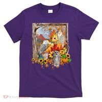 Owls Autumn Tree Leaves Fall Pumpkin T-Shirt thumb 0
