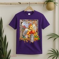 Owls Autumn Tree Leaves Fall Pumpkin T-Shirt thumb 2