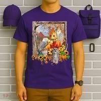 Owls Autumn Tree Leaves Fall Pumpkin T-Shirt thumb 6