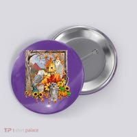 Owls Autumn Tree Leaves Fall Pumpkin Button thumb 0