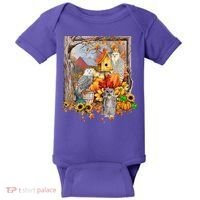Owls Autumn Tree Leaves Fall Pumpkin Baby Bodysuit thumb 0