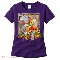Owls Autumn Tree Leaves Fall Pumpkin Women's T-Shirt thumb 0