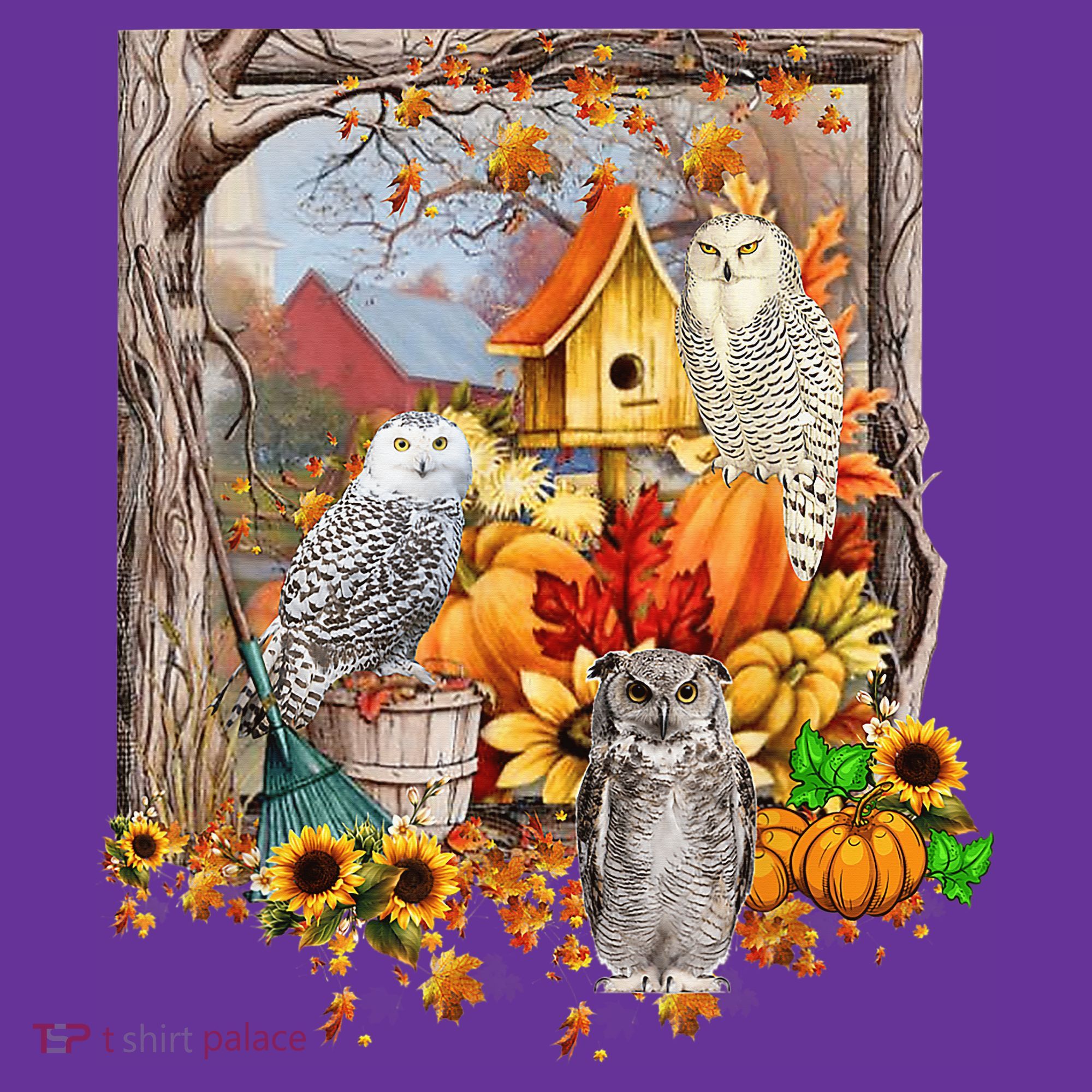 Owls Autumn Tree Leaves Fall Pumpkin Kids Hoodie
