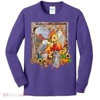 Owls Autumn Tree Leaves Fall Pumpkin Kids Long Sleeve Shirt thumb 0