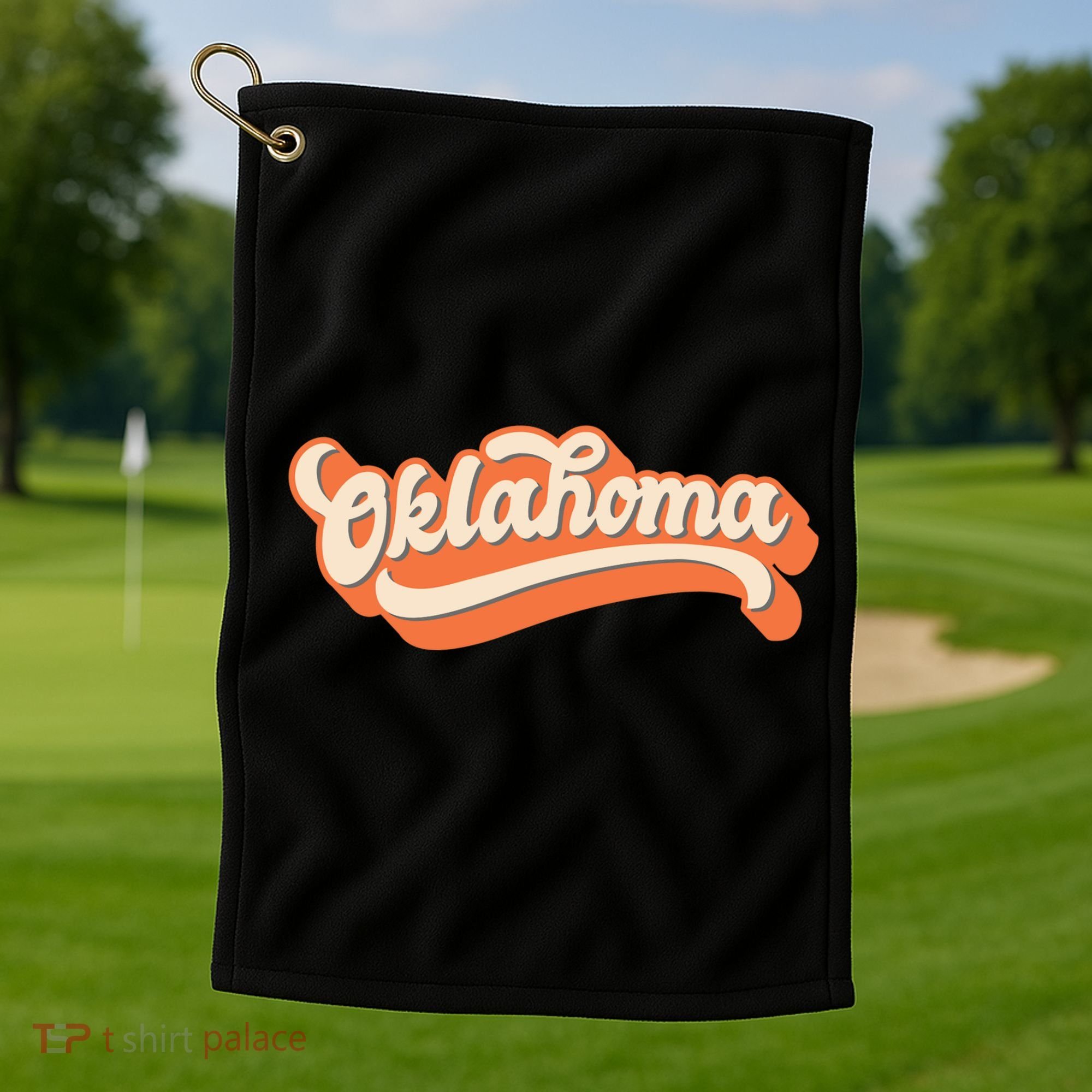 Oklahoma America USA State Retro Golf Towel