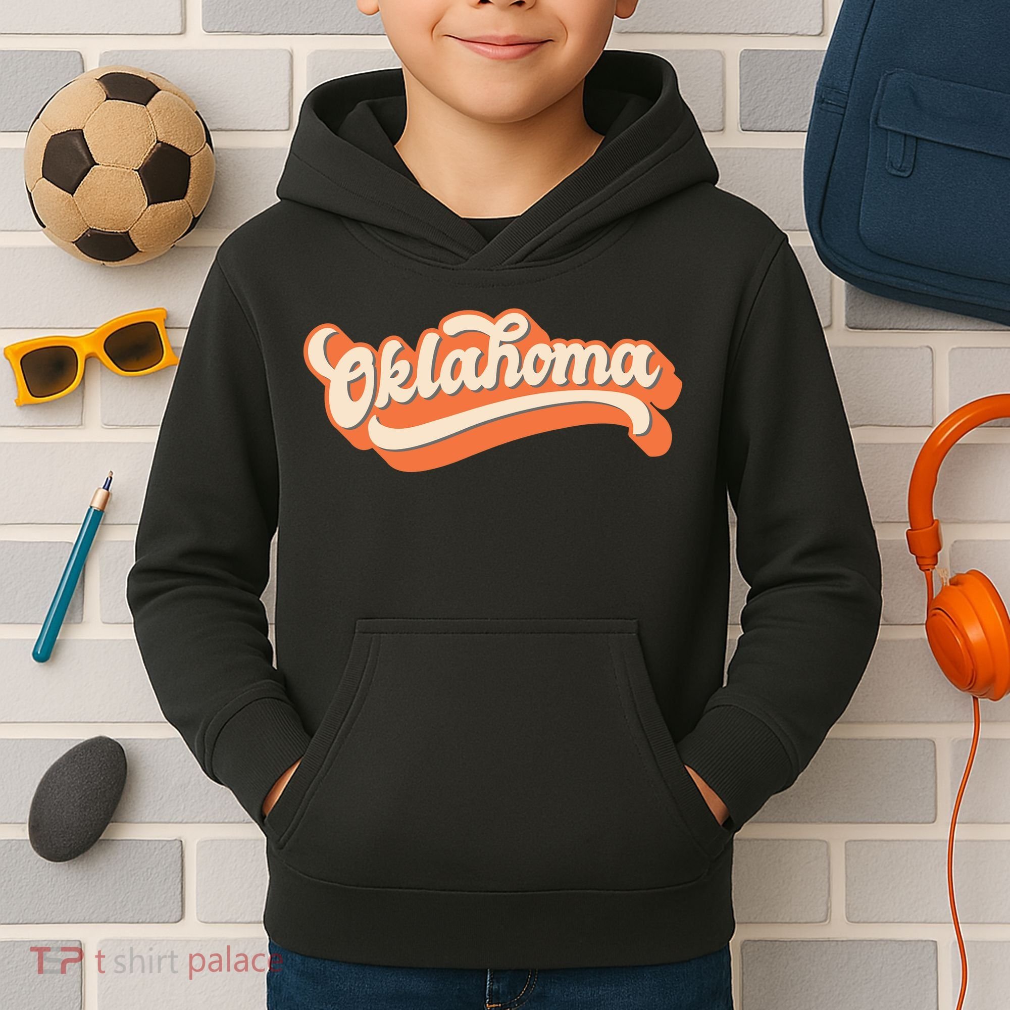 Oklahoma America USA State Retro Kids Hoodie