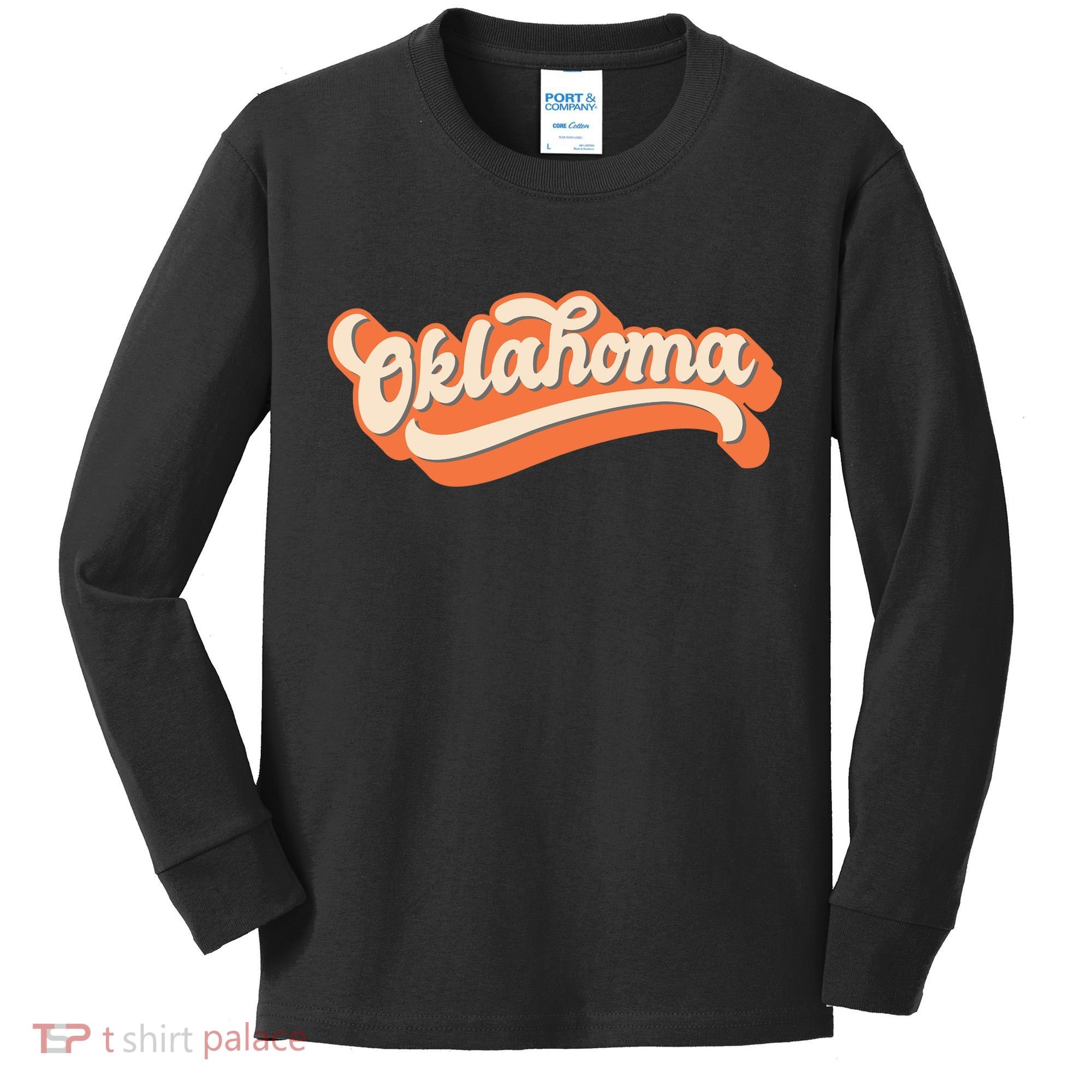 Oklahoma America USA State Retro Kids Long Sleeve Shirt