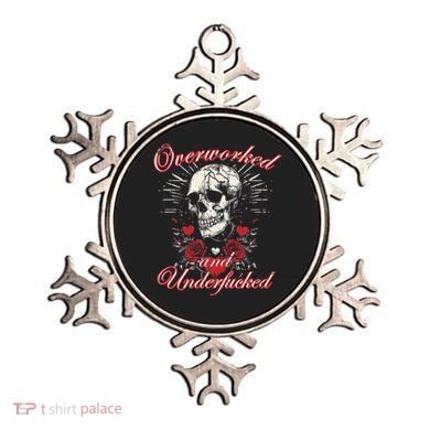 Overworked And Underfucked Skull Design Funny Meme Ornament