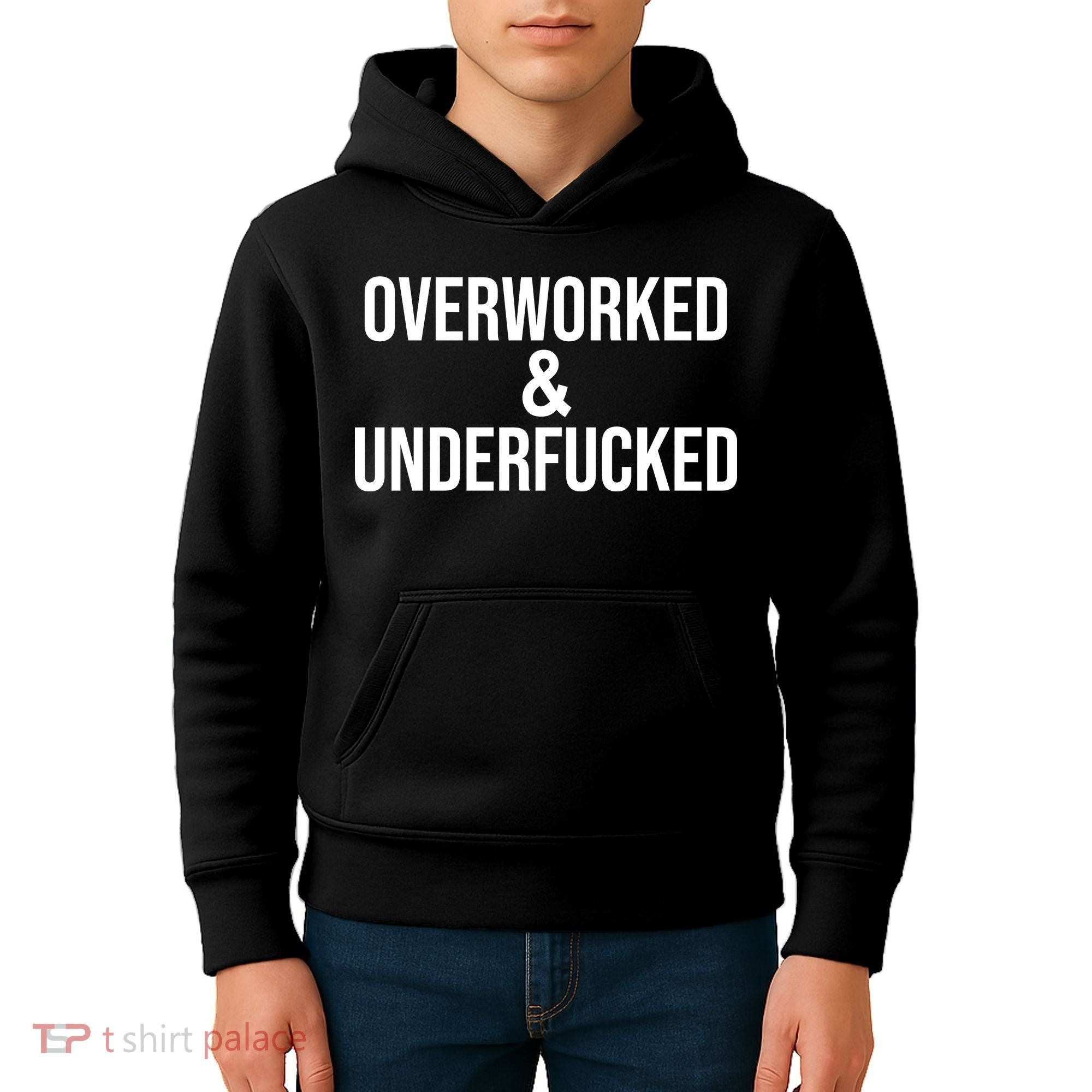 Overworked And Underfucked Funny Offensive Kids Hoodie