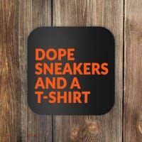 Orange And White Dope Sneakers And A Coaster thumb 0