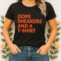 Orange And White Dope Sneakers And A Women's T-Shirt thumb 2
