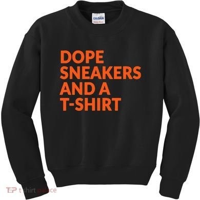 Orange And White Dope Sneakers And A Kids Sweatshirt