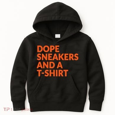 Orange And White Dope Sneakers And A Kids Hoodie