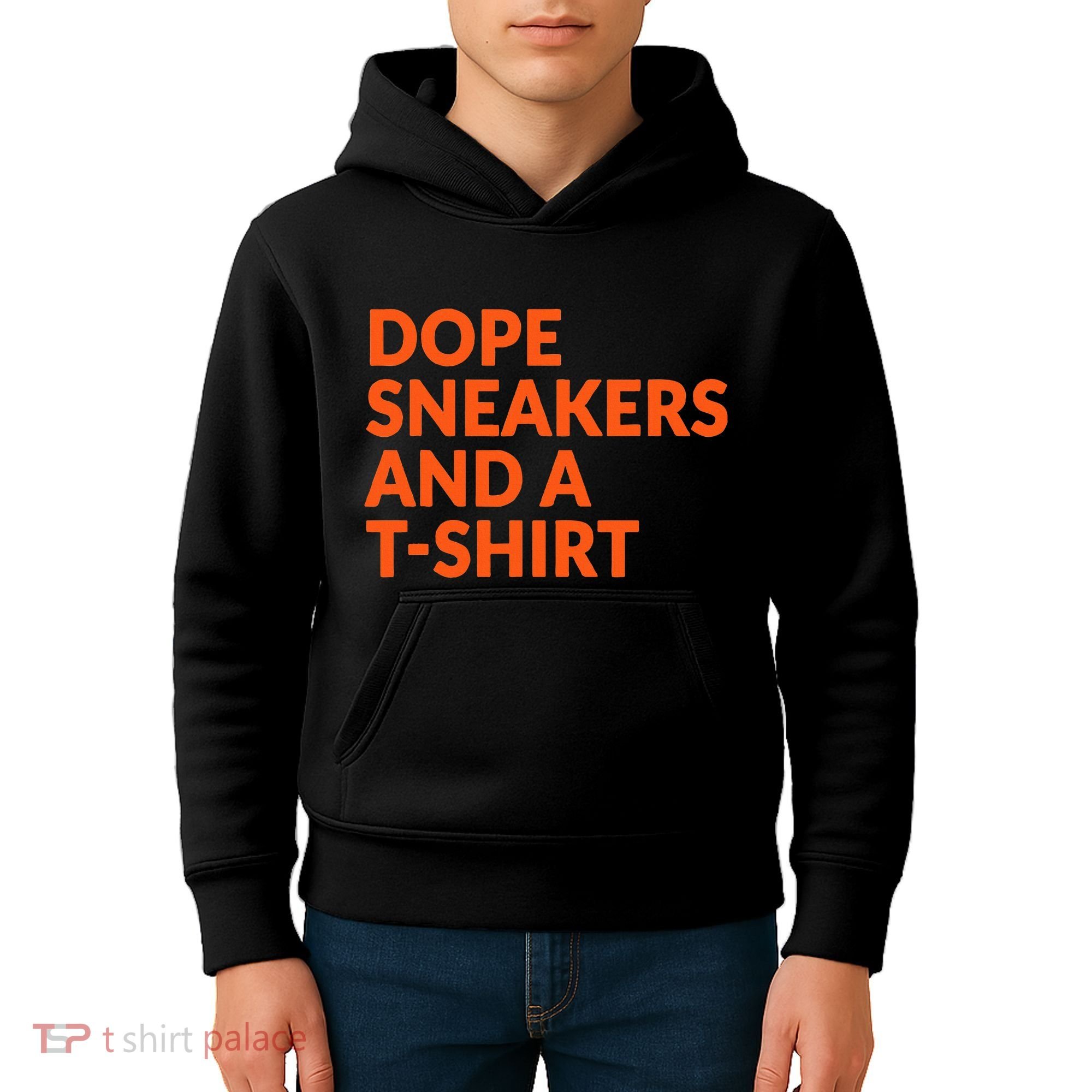 Orange And White Dope Sneakers And A Kids Hoodie