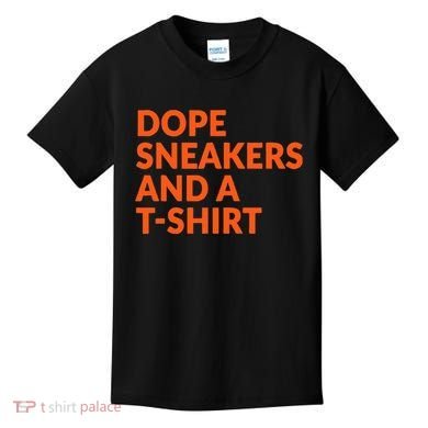 Orange And White Dope Sneakers And A Kids T-Shirt