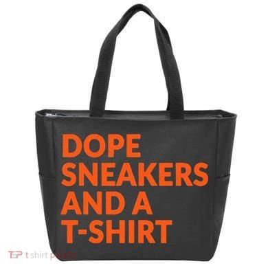 Orange And White Dope Sneakers And A Tote Bag