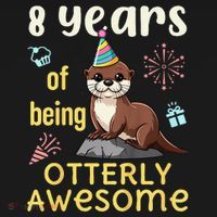 Otter Birthday 8th 8 Years of Being Otterly Awesome USA-Made Doggie Bandana thumb 2