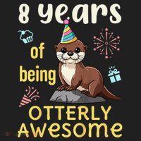 Otter Birthday 8th 8 Years of Being Otterly Awesome Beanie thumb 2