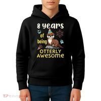Otter Birthday 8th 8 Years of Being Otterly Awesome Kids Hoodie thumb 4