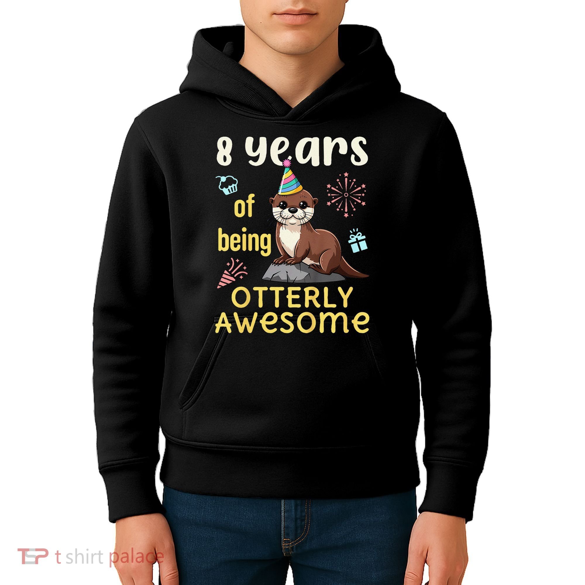 Otter Birthday 8th 8 Years of Being Otterly Awesome Kids Hoodie