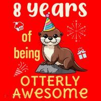Otter Birthday 8th 8 Years of Being Otterly Awesome Santa Hat thumb 1