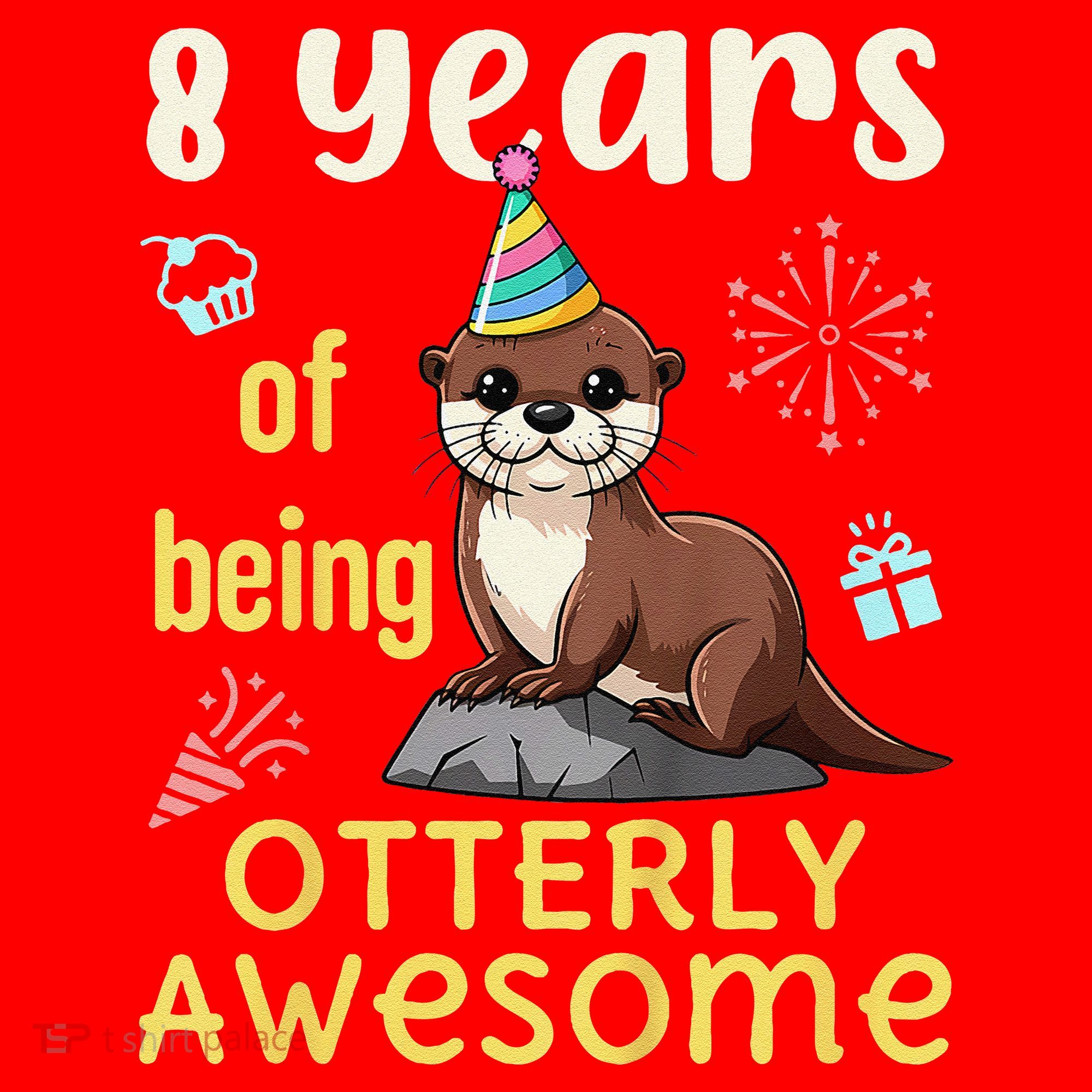 Otter Birthday 8th 8 Years of Being Otterly Awesome Santa Hat