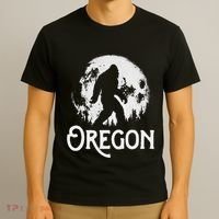 Oregon Bigfoot At Night! Cool Full Moon & Trees Sasquatch T-Shirt thumb 3