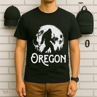 Oregon Bigfoot At Night! Cool Full Moon & Trees Sasquatch T-Shirt thumb 6